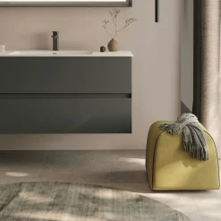 Meuble vasque suspendu 121 cm anthracite 2 tiroirs OCEA