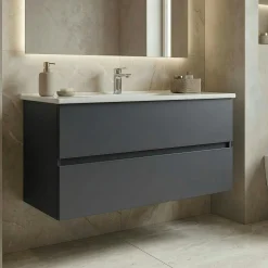 Meuble vasque suspendu 121 cm anthracite 2 tiroirs OCEA