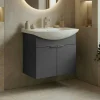 Meuble vasque suspendu 55 cm anthracite 2 portes UMI