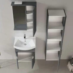 Meuble vasque suspendu 55 cm anthracite 2 portes UMI
