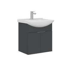 Meuble vasque suspendu 55 cm anthracite 2 portes UMI