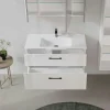 Meuble vasque suspendu 100 cm blanc 2 tiroirs ONDIA