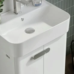 Meuble vasque suspendu 55 cm blanc 2 portes DRIF