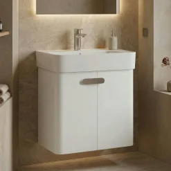 Meuble vasque suspendu 55 cm blanc 2 portes DRIF
