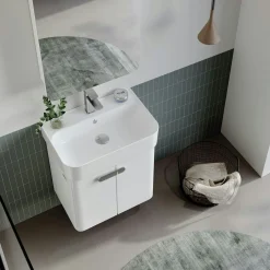 Meuble vasque suspendu 55 cm blanc 2 portes DRIF