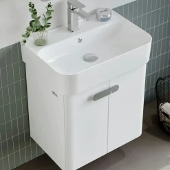Meuble vasque suspendu 55 cm blanc 2 portes DRIF