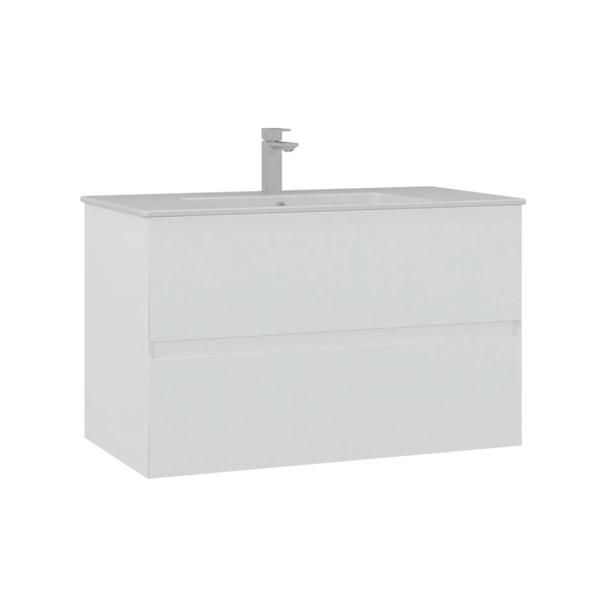 Meuble vasque suspendu 91 cm blanc 2 tiroirs OCEA