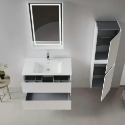 Meuble vasque suspendu 91 cm blanc 2 tiroirs OCEA