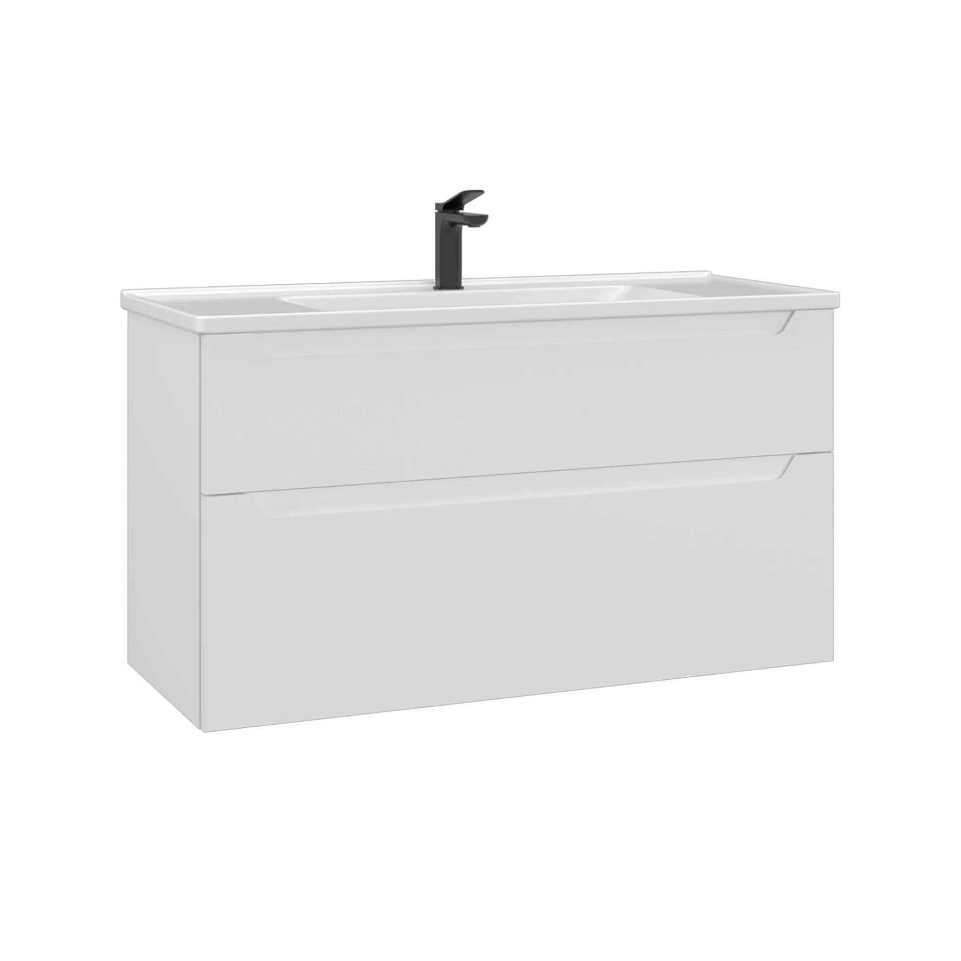 Meuble vasque suspendu 100 cm blanc 2 tiroirs ELYO