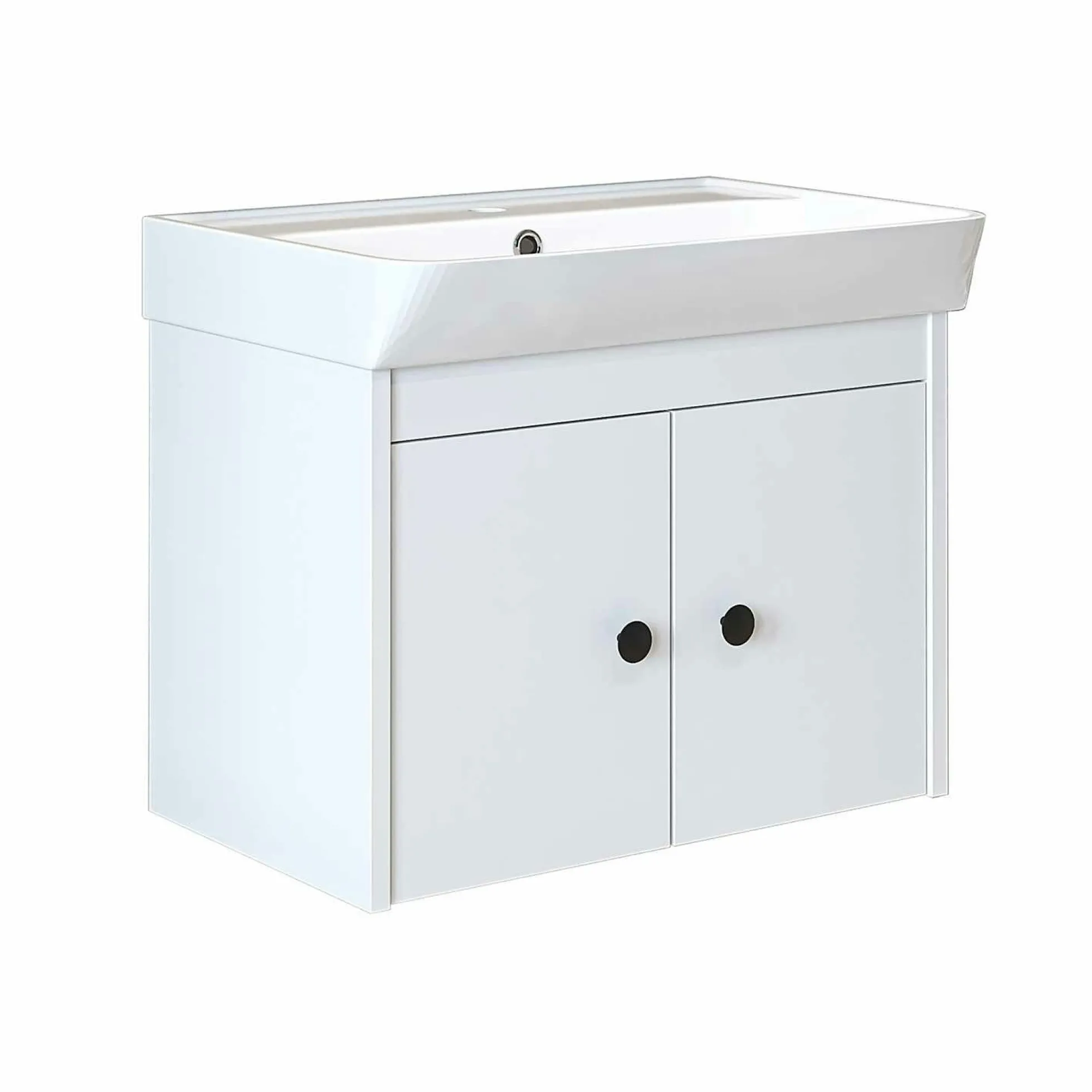 Meuble vasque suspendu 60 cm blanc 2 portes JUSA
