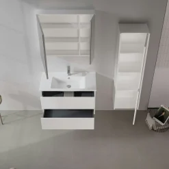 Meuble vasque suspendu 85 cm blanc 2 tiroirs MOANA
