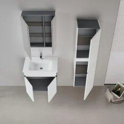 Meuble vasque suspendu 65 cm blanc 2 portes YARA