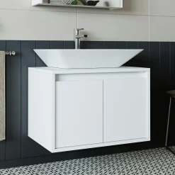 Meuble vasque suspendu 65 cm blanc 2 portes MARN