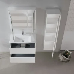 Meuble vasque suspendu 100 cm blanc 2 tiroirs NAÏA