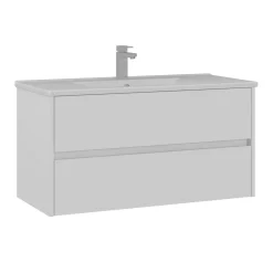 Meuble vasque suspendu 100 cm blanc 2 tiroirs MOANA
