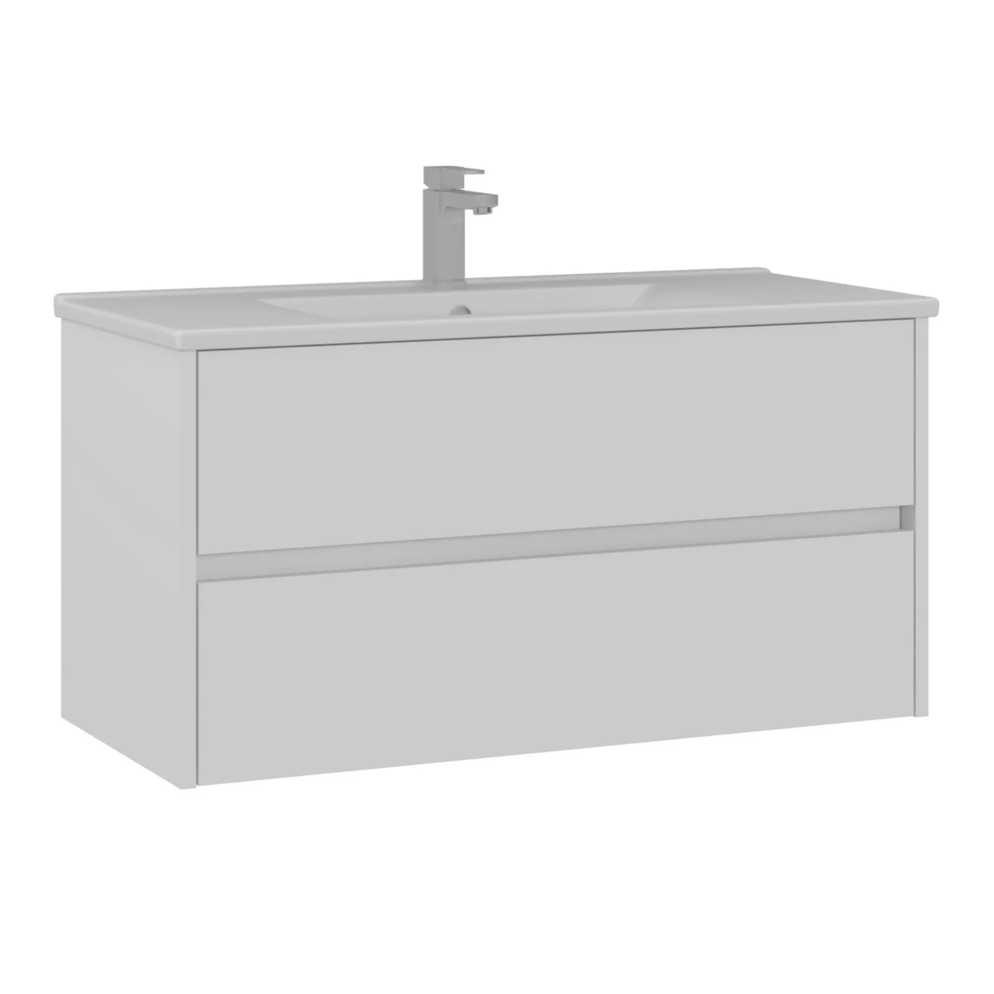 Meuble vasque suspendu 100 cm blanc 2 tiroirs MOANA