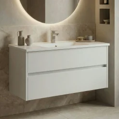 Meuble vasque suspendu 100 cm blanc 2 tiroirs MOANA