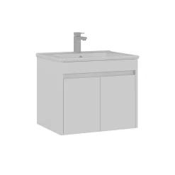 Meuble vasque suspendu 65 cm blanc 2 portes MOANA