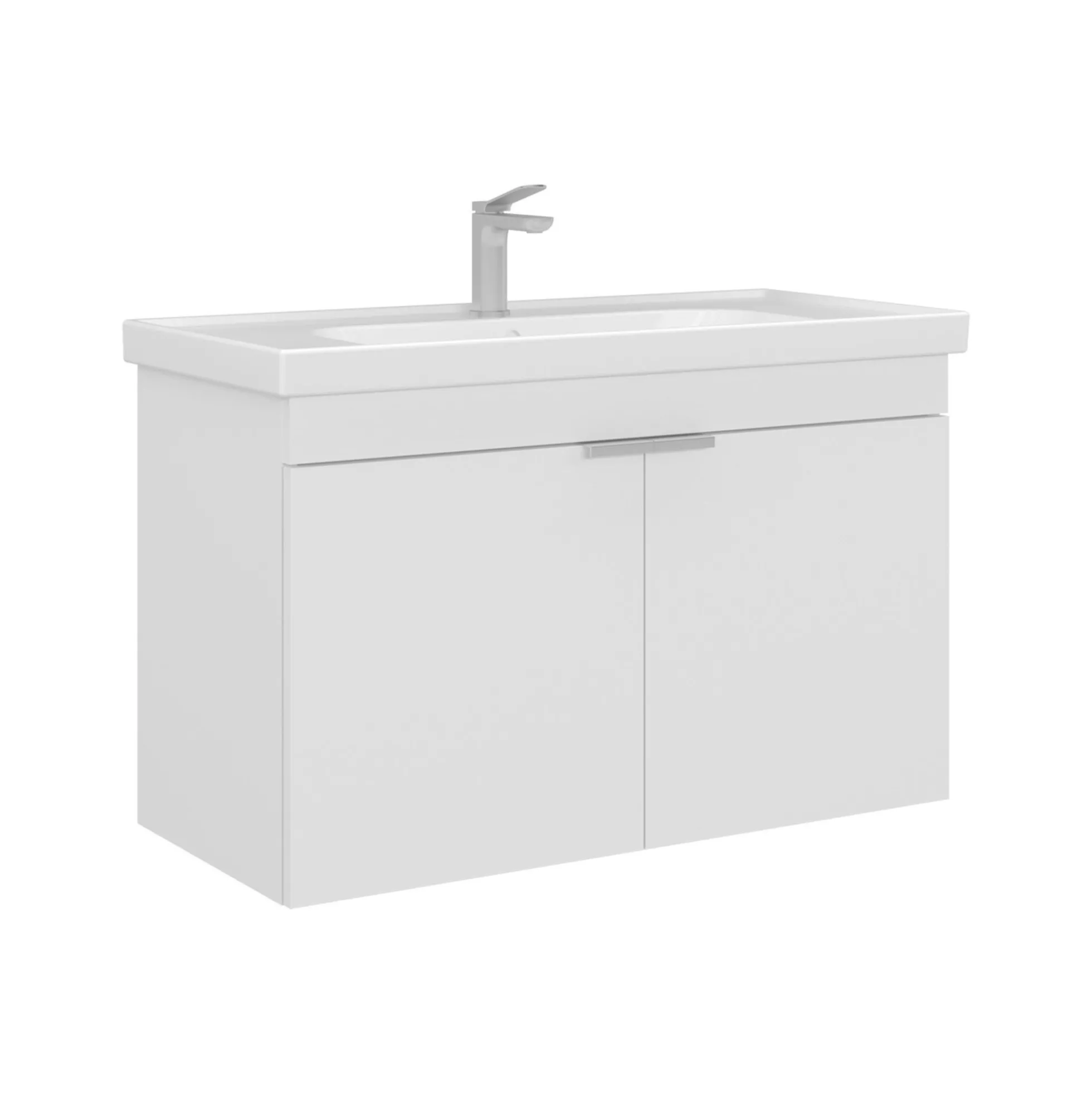 Meuble vasque suspendu 90 cm blanc 2 portes NEA