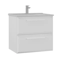Meuble vasque suspendu 65 cm blanc 2 tiroirs NEREE