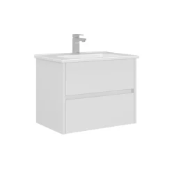 Meuble vasque suspendu 65 cm blanc 2 tiroirs NAÏA