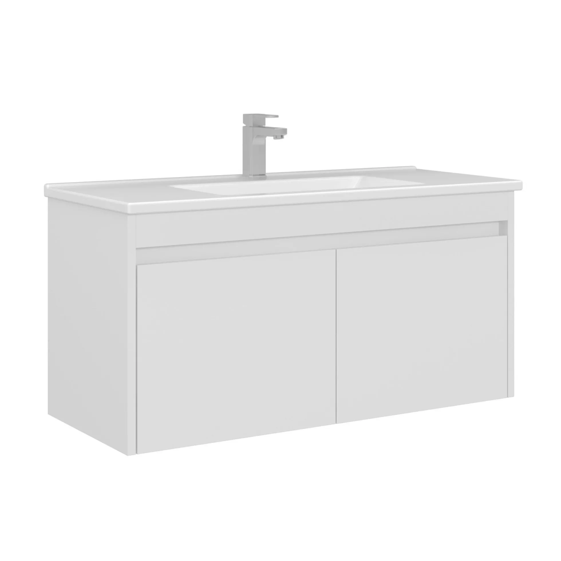 Meuble vasque suspendu 100 cm blanc 2 portes NAÏA
