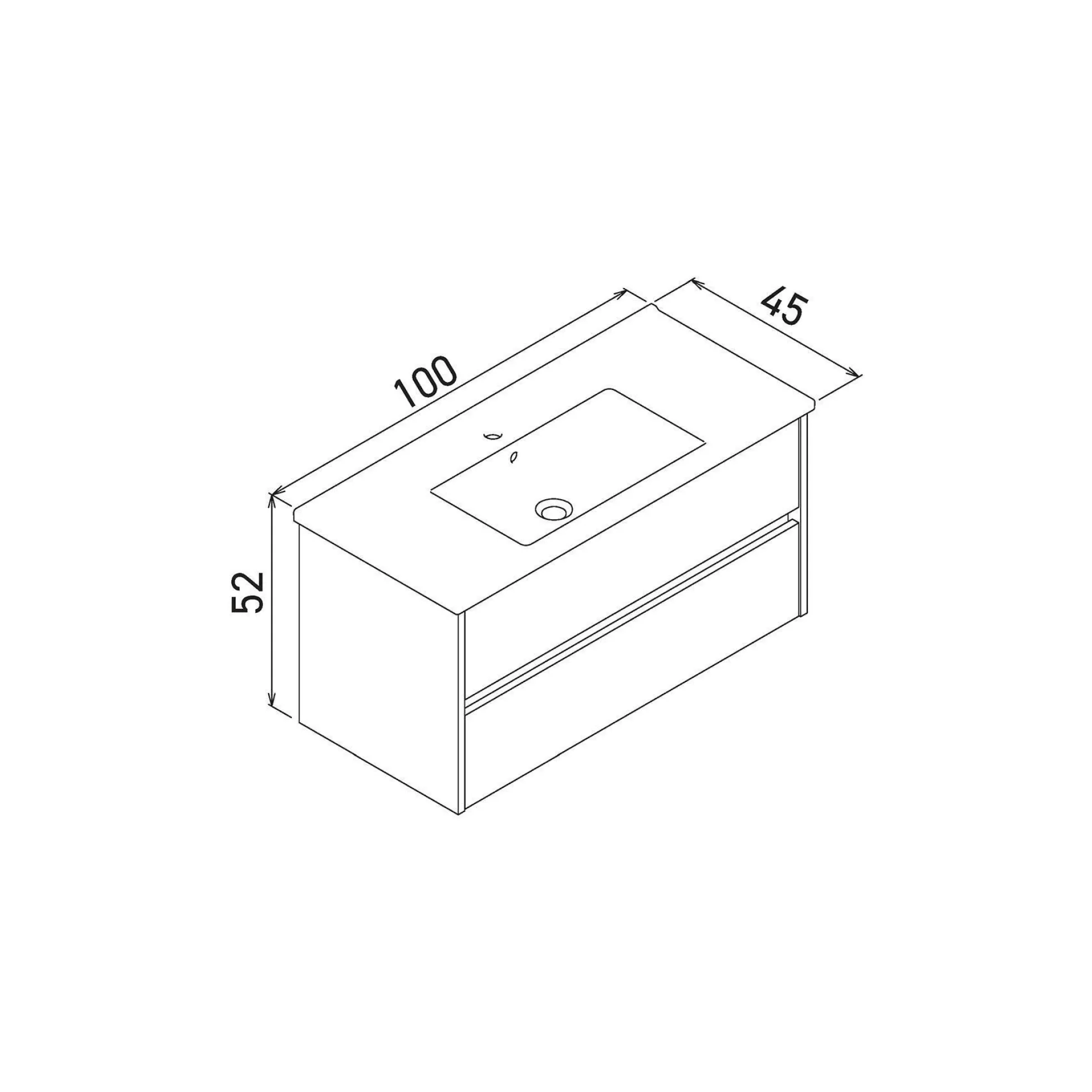 Meuble vasque suspendu 100 cm blanc 2 portes NAÏA