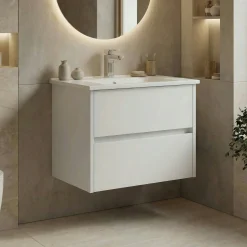 Meuble vasque suspendu 65 cm blanc 2 tiroirs MOANA