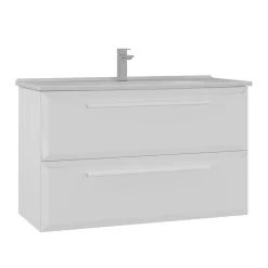 Meuble vasque suspendu 100 cm blanc 2 tiroirs NEREE