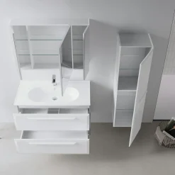 Meuble vasque suspendu 100 cm blanc 2 tiroirs NEREE