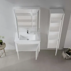Meuble vasque suspendu 85 cm blanc 2 portes NAÏA