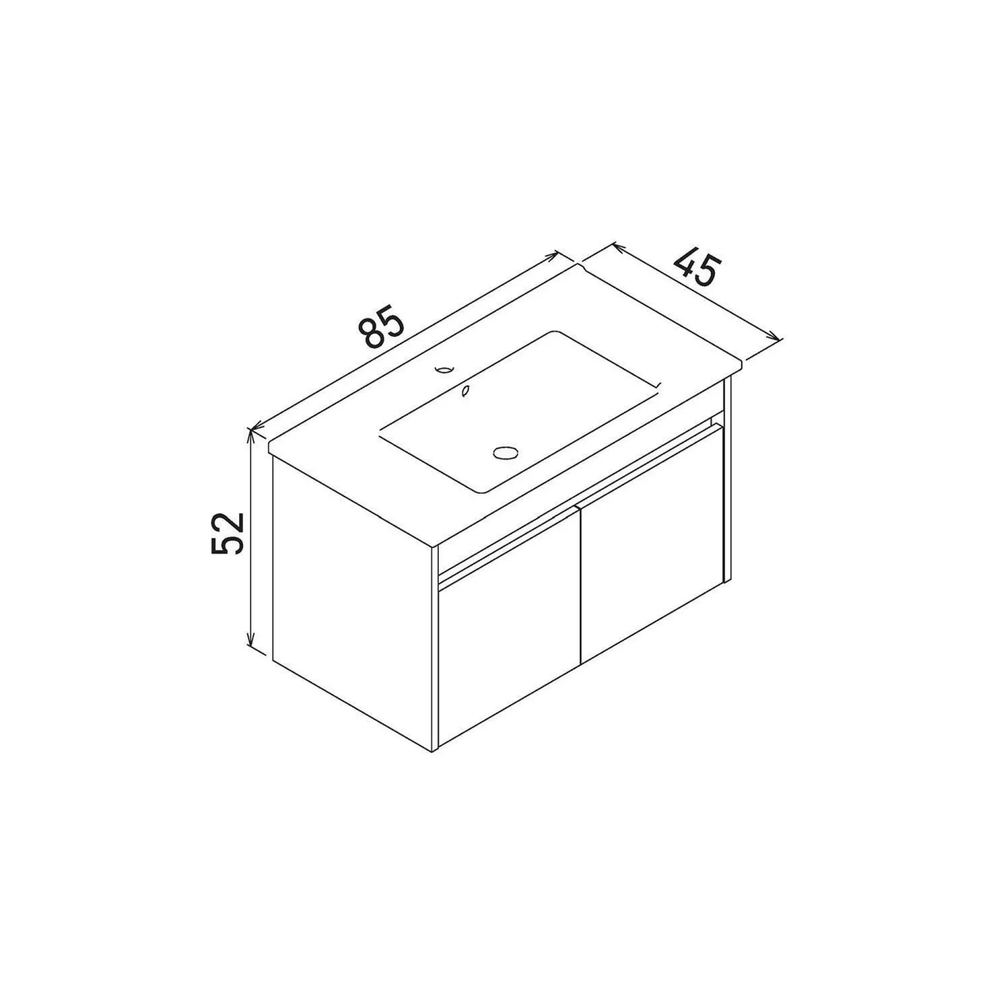 Meuble vasque suspendu 85 cm blanc 2 portes NAÏA