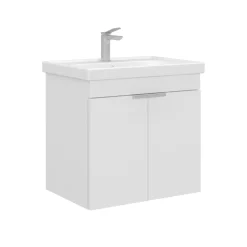 Meuble vasque suspendu 60 cm blanc 2 portes NEA