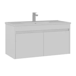 Meuble vasque suspendu 100 cm blanc 2 portes MOANA