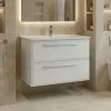 Meuble vasque suspendu 80 cm blanc 2 tiroirs NEREE