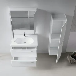 Meuble vasque suspendu 80 cm blanc 2 tiroirs NEREE