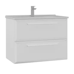 Meuble vasque suspendu 80 cm blanc 2 tiroirs NEREE
