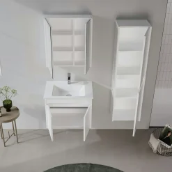 Meuble vasque suspendu 65 cm blanc 2 portes NAÏA