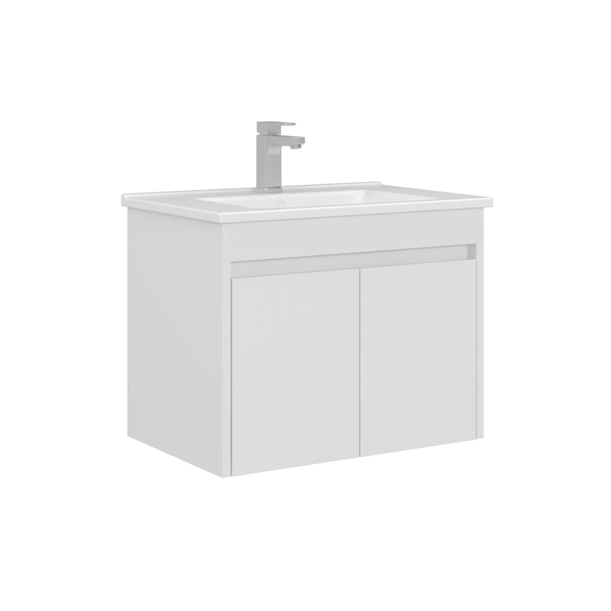 Meuble vasque suspendu 65 cm blanc 2 portes NAÏA