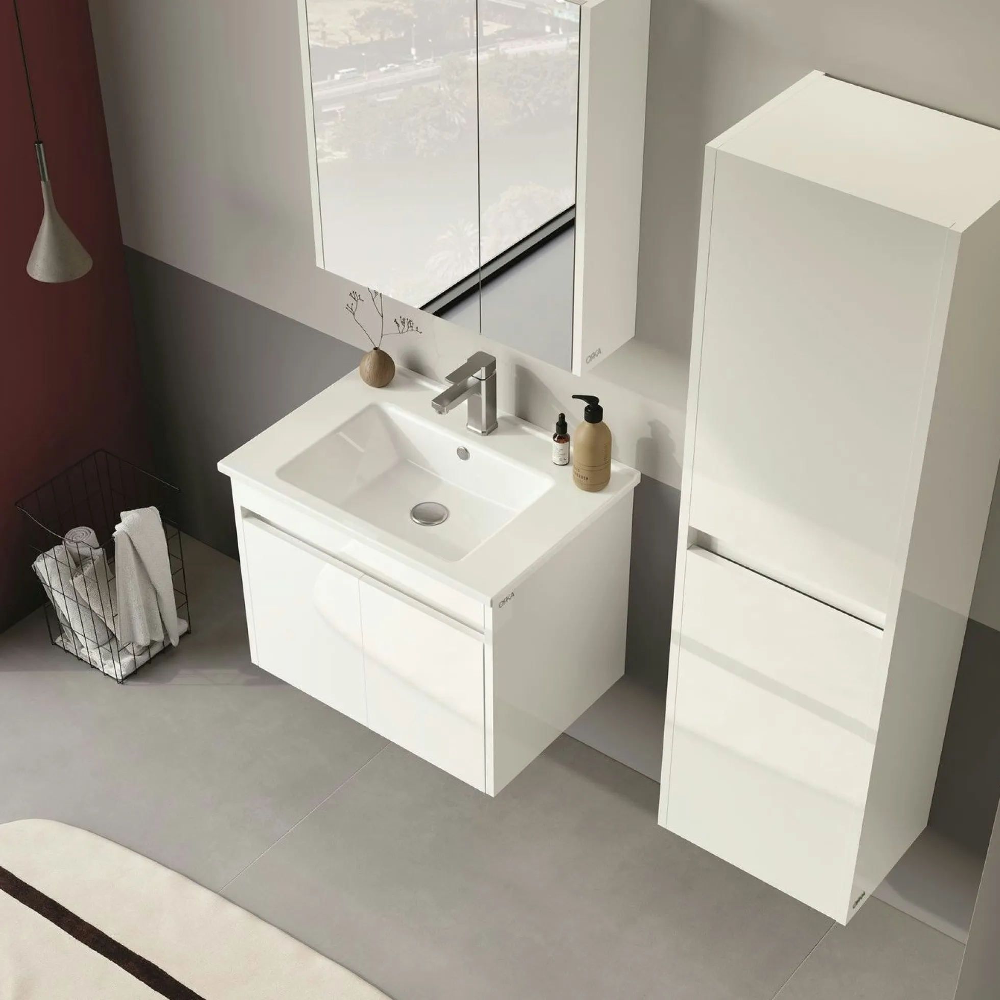 Meuble vasque suspendu 65 cm blanc 2 portes NAÏA
