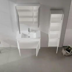 Meuble vasque suspendu 85 cm blanc 2 portes MOANA