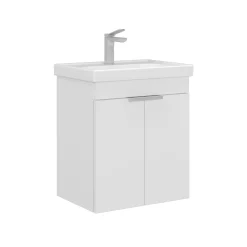 Meuble vasque suspendu 50 cm blanc 2 portes NEA