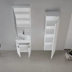 Meuble vasque suspendu 50 cm blanc 2 portes NEA