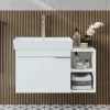 Meuble vasque suspendu 82 cm blanc 1 porte 2 niches NORIA