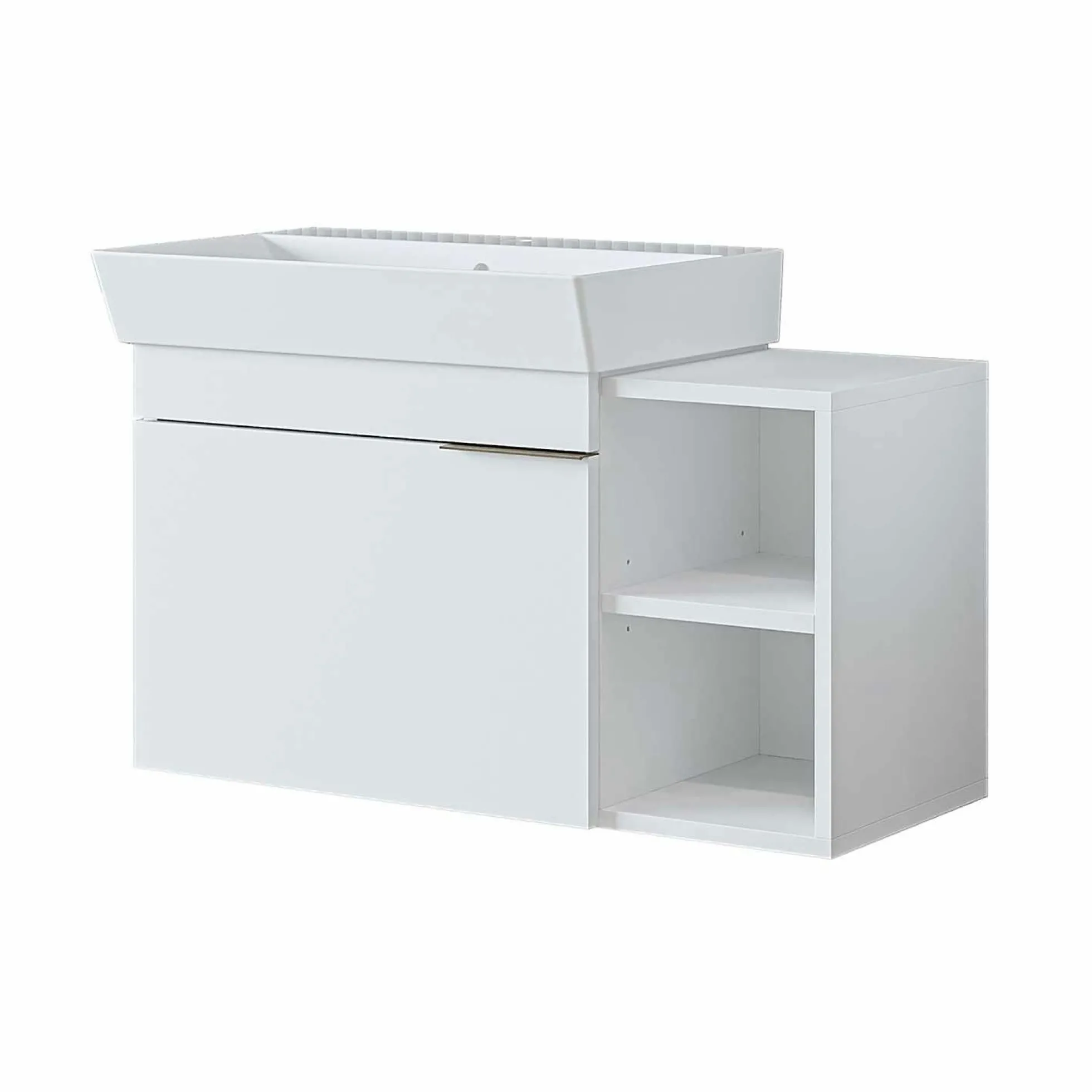 Meuble vasque suspendu 82 cm blanc 1 porte 2 niches NORIA