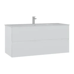 Meuble vasque suspendu 121 cm blanc 2 tiroirs OCEA