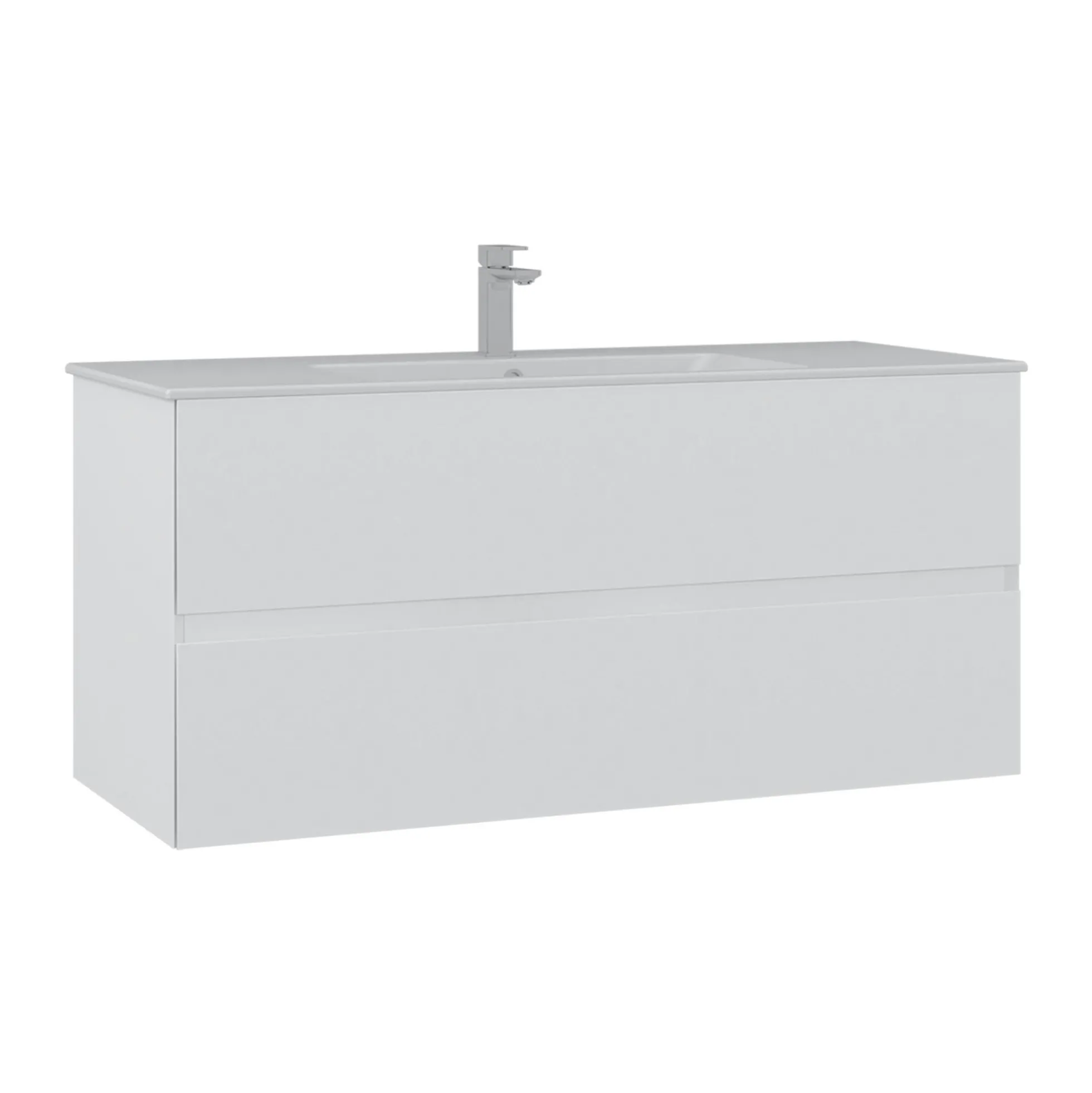 Meuble vasque suspendu 121 cm blanc 2 tiroirs OCEA