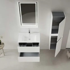 Meuble vasque suspendu 71 cm blanc 2 tiroirs OCEA