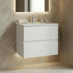 Meuble vasque suspendu 71 cm blanc 2 tiroirs OCEA