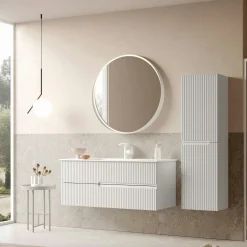 Meuble vasque suspendu 120 cm blanc 2 tiroirs ORA
